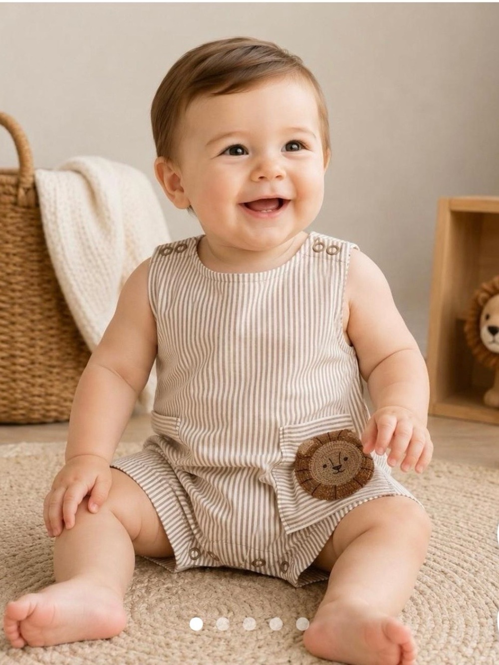 Carter's Striped Lion Patch One-Piece